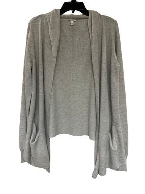 Soft by Joie Hooded Waterfall Cardigan Gray Open Front Sweater L